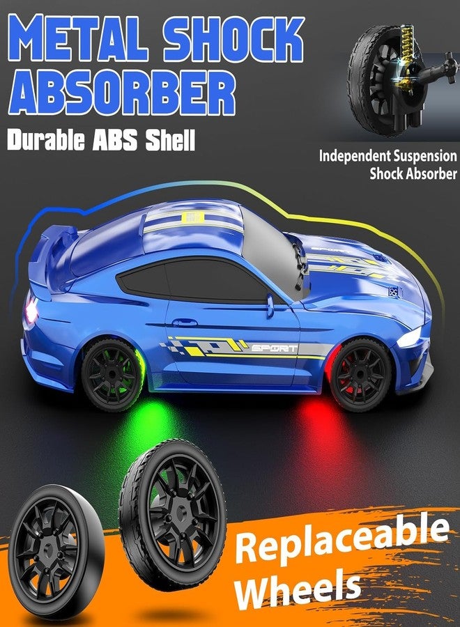 FEXXA سيارة سباق انزلاقية تعمل بالتحكم عن بعد من نوع FEXXA بمقياس 1/43، مزودة بنظام جيروسكوب رباعي الدفع وجاهزة للانطلاق، نموذج سيارة صغيرة عالية السرعة (1:43 RC Drift Mustang-Blue) - Image 5